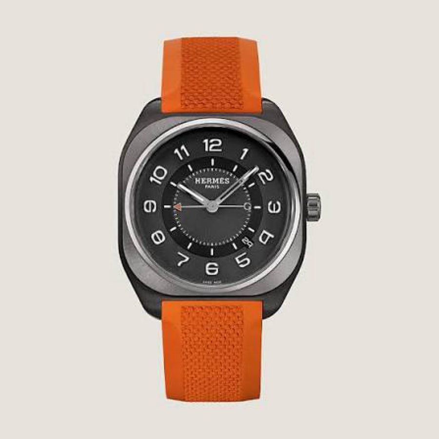 Hermès Hermès Titanium Rubber 39mm H08 Automatic Watch Orange , front view