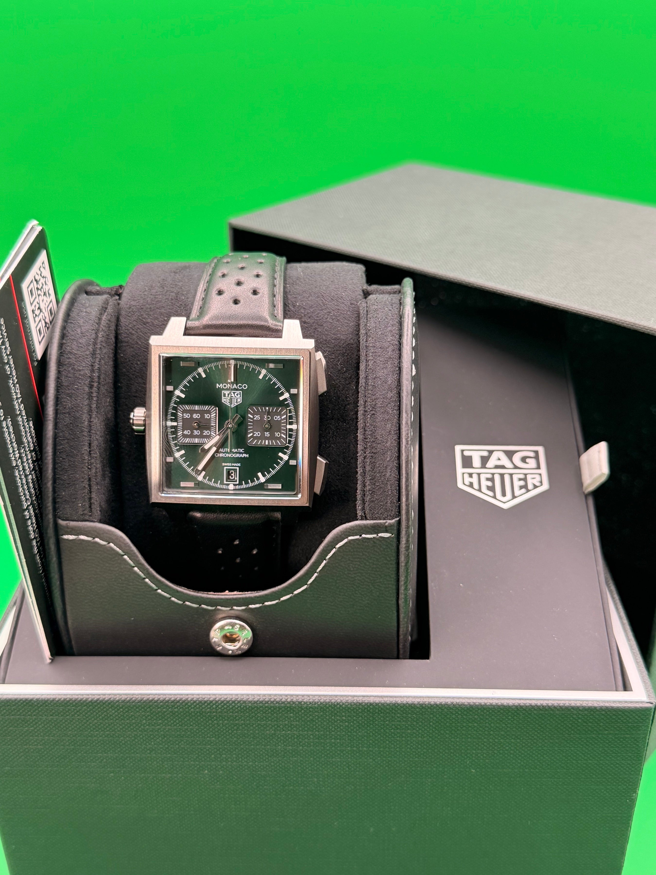 TAG Heuer 2026 Monaco Chronograph - green sunray-brushed dial