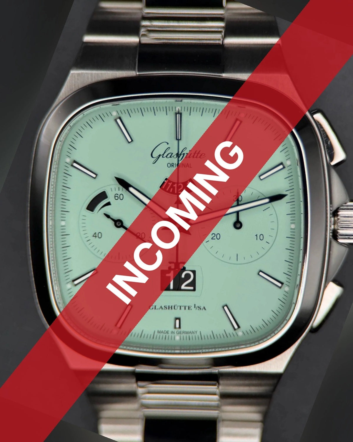 My Store Glashutte Original Seventies Chronograph Panorama Date Turquoise (Vibing) Dial on Stainless Steel Bracelet 1-37-02-15-02-70 Complete 2023