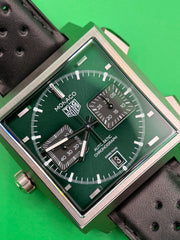 TAG Heuer 2026 Monaco Chronograph - green sunray-brushed dial