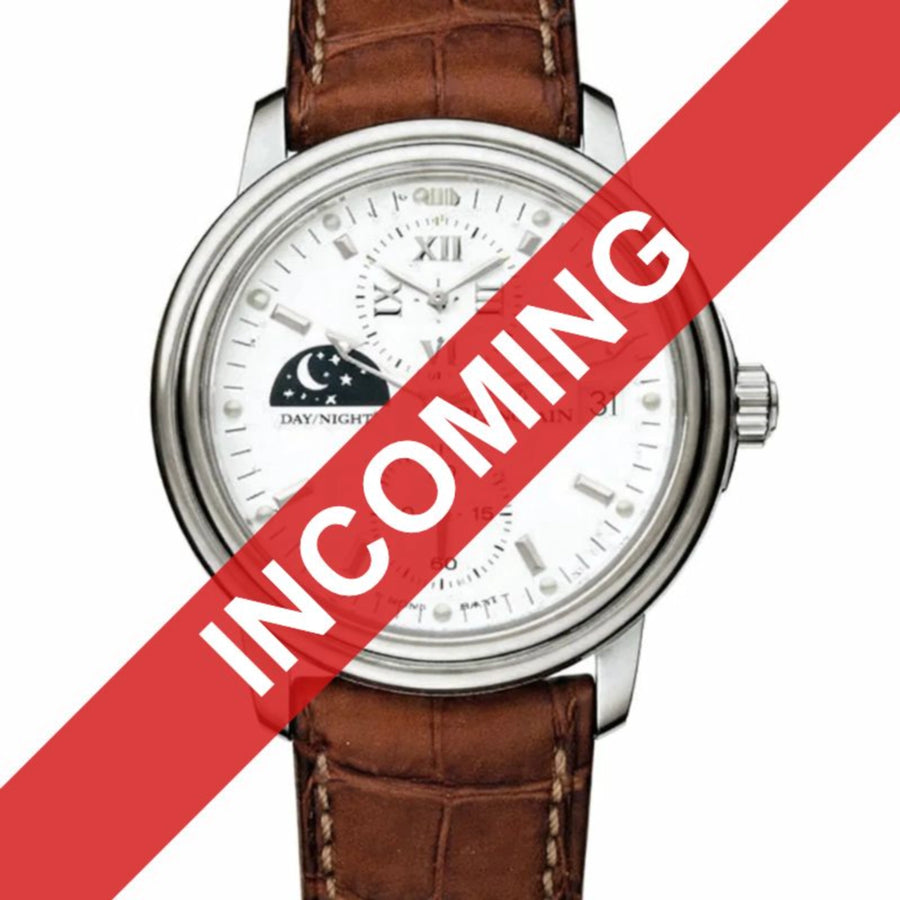 My Store Blancpain Leman GMT Dual Time Zone White Dial on Brown Alligator Leather Strap 2160-1127-53B Complete 2015 , front view
