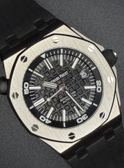 Audemars Piguet Royal Oak Offshore Diver Black Dial on Rubber Strap 15703ST.OO.A002CA.01 Papers 2014