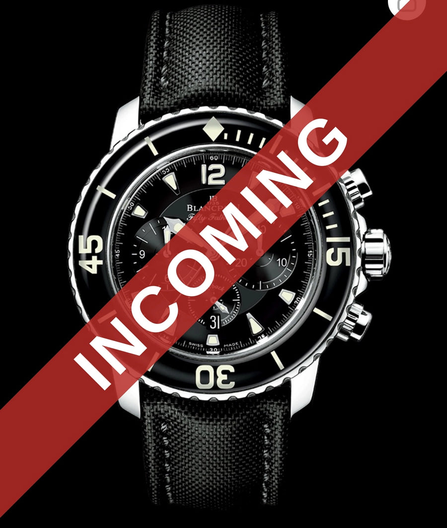 My Store Blancpain Fifty Fathoms Fifty Fathoms Chronographe Flyback Black Dial on Fabric Strap 5085F113052A Complete 2019 , front view