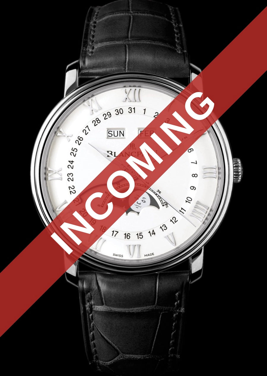 My Store Blancpain Villeret Quanti√®me Complet White Dial on Leather Strap 6654112755B Complete Open Date , front view
