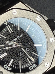 Audemars Piguet Royal Oak Offshore Diver Black Dial on Rubber Strap 15703ST.OO.A002CA.01 Papers 2014