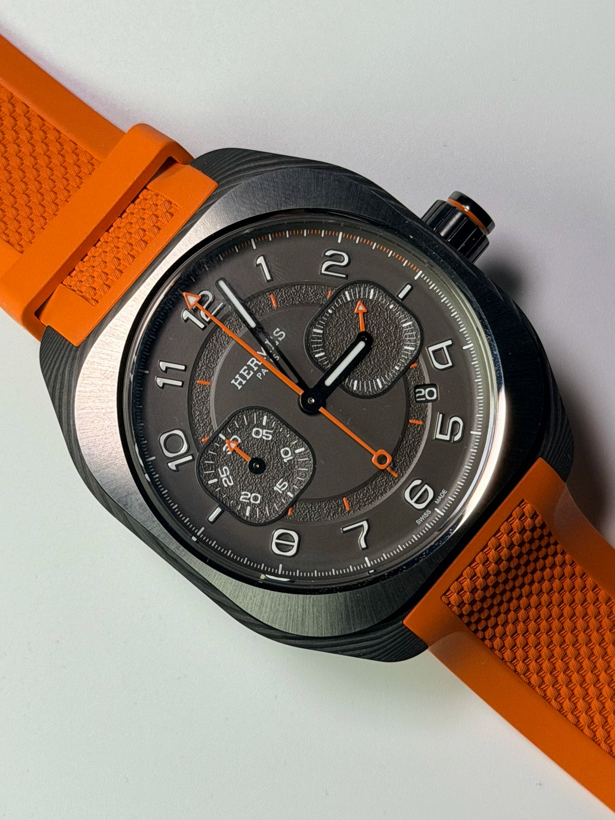 Hermès Hermes H08 | Monopusher Chronograph Dial on Orange rubber W403130WW00 Complete 2026