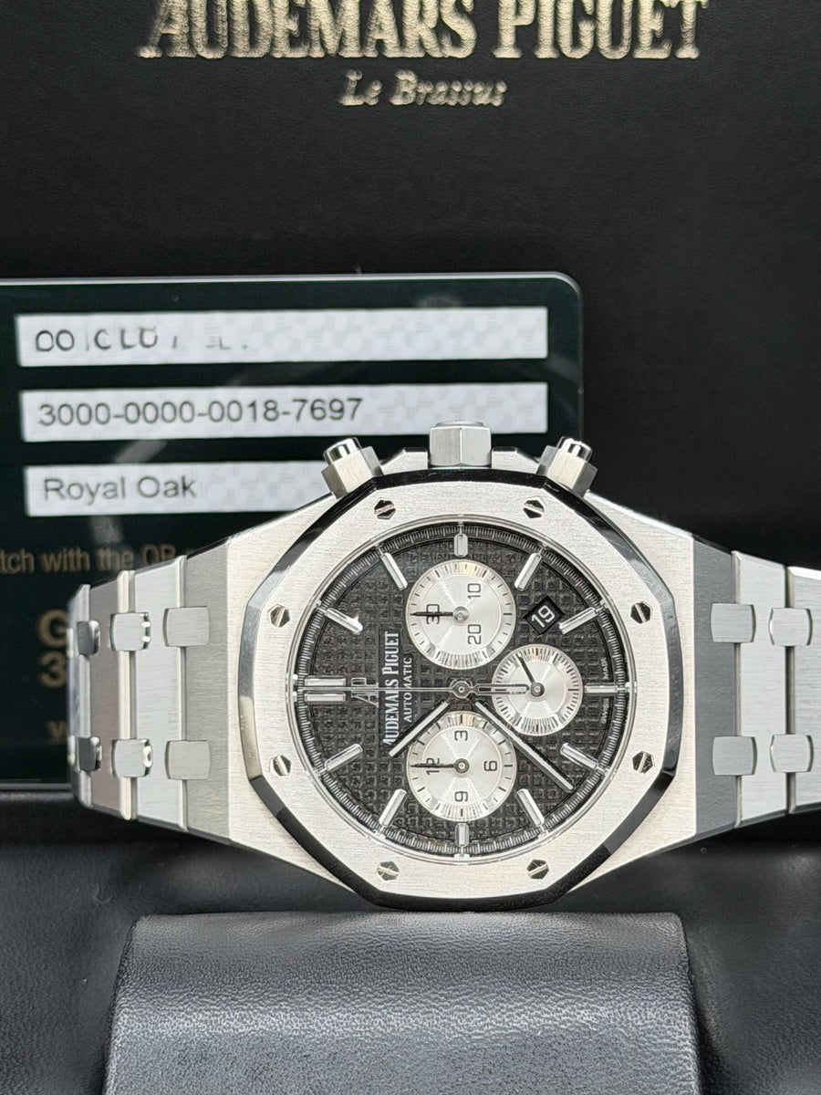 My Store Audemars Piguet Royal Oak Chronograph Black Dial on Stainless Steel 26331ST.OO.1220ST.02 Complete 2022 , front view