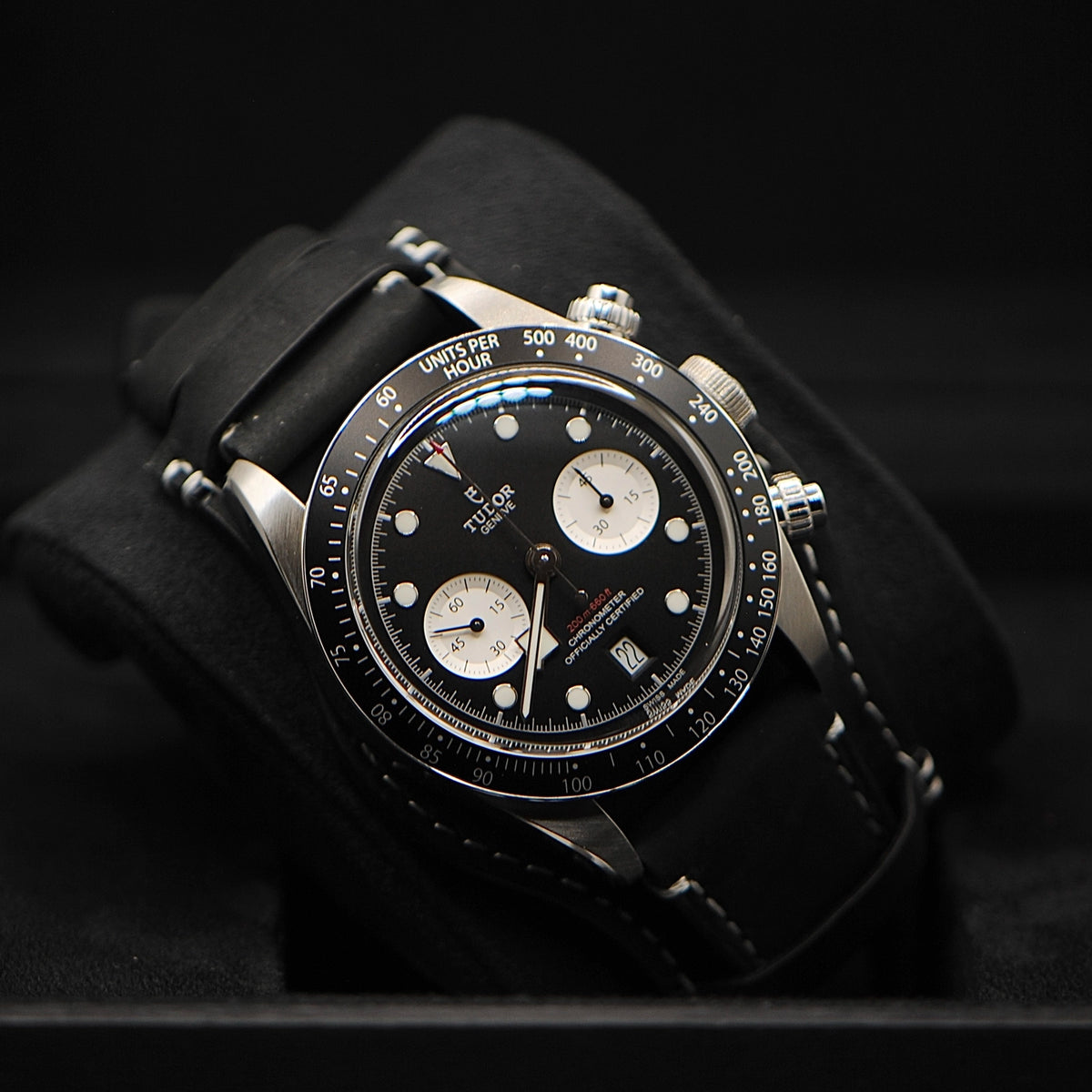 My Store Tudor Black Bay Chrono Reverse panda Dial on Leather M79360N-0005 Complete 2023