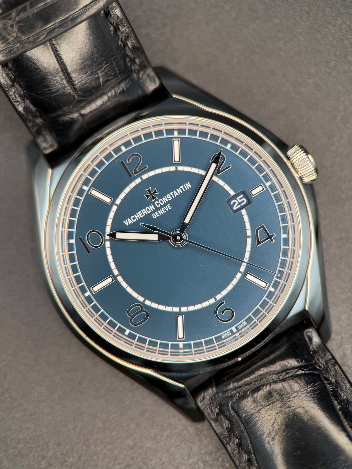 My Store Vacheron Constantin Fiftysix Double Finished Petrol Blue-toned Dial on Leather Strap 4600E/000A-B487 Complete 2021