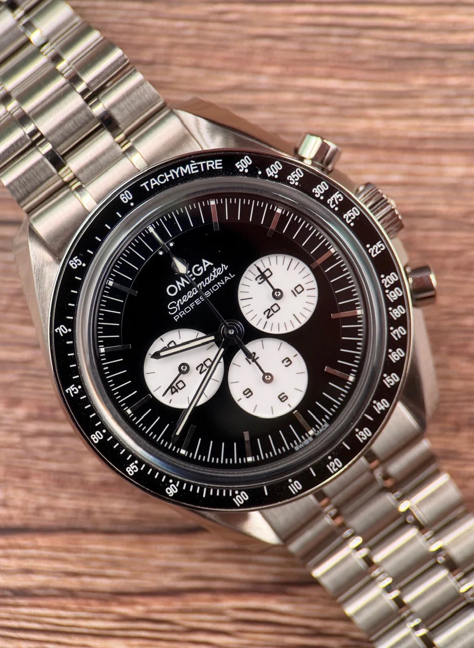 Black dial chronograph with contrasting white subdials